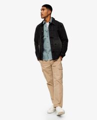 TOPMAN - Áo sơ mi nam tay dài cổ gập Grey Twill