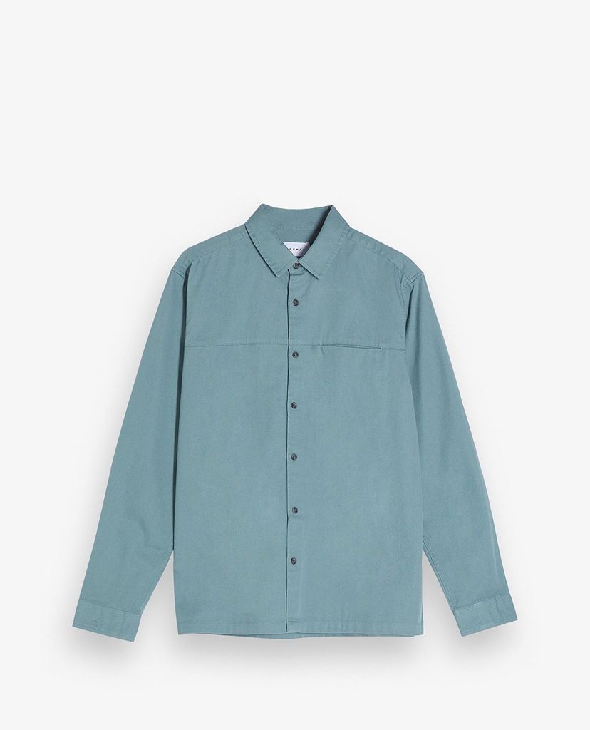 TOPMAN - Áo sơ mi nam tay dài cổ gập Grey Twill