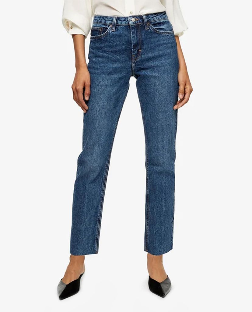 TOPSHOP - Quần jeans nữ lưng cao cắt lai thời trang