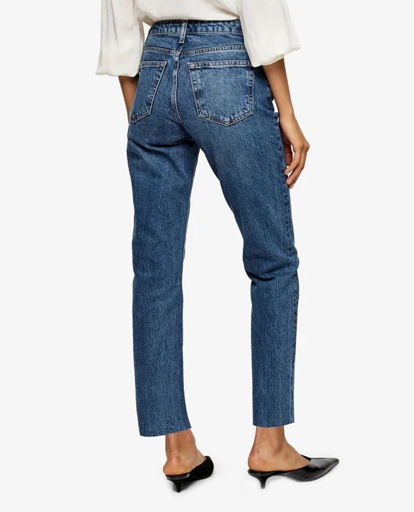 TOPSHOP - Quần jeans nữ lưng cao cắt lai thời trang