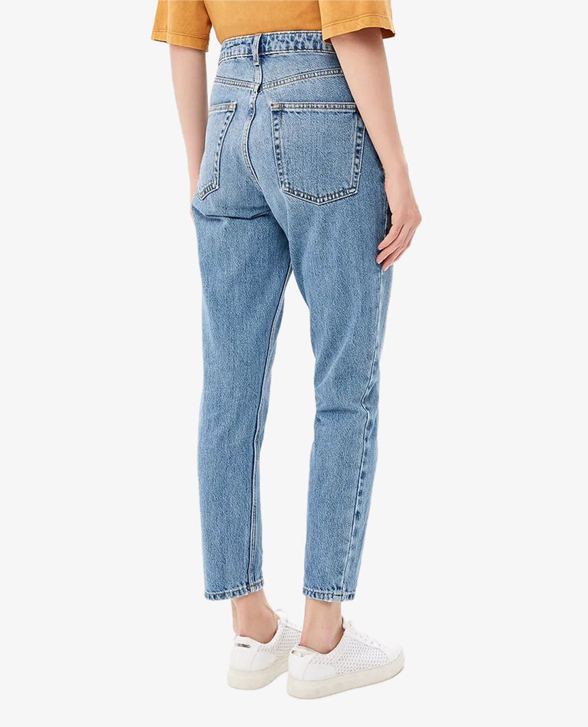 TOPSHOP - Quần jeans nữ denim wash bạc lưng cao phom suông