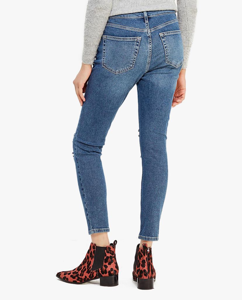 TOPSHOP - Quần jeans nữ phom skinny rách gối thời trang
