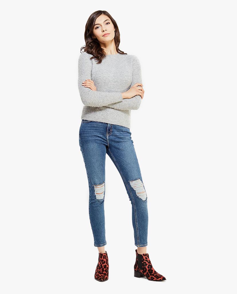 TOPSHOP - Quần jeans nữ phom skinny rách gối thời trang