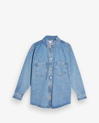 TOPSHOP - Áo khoác jeans nữ cổ bẻ tay dài Mid Stone Denim