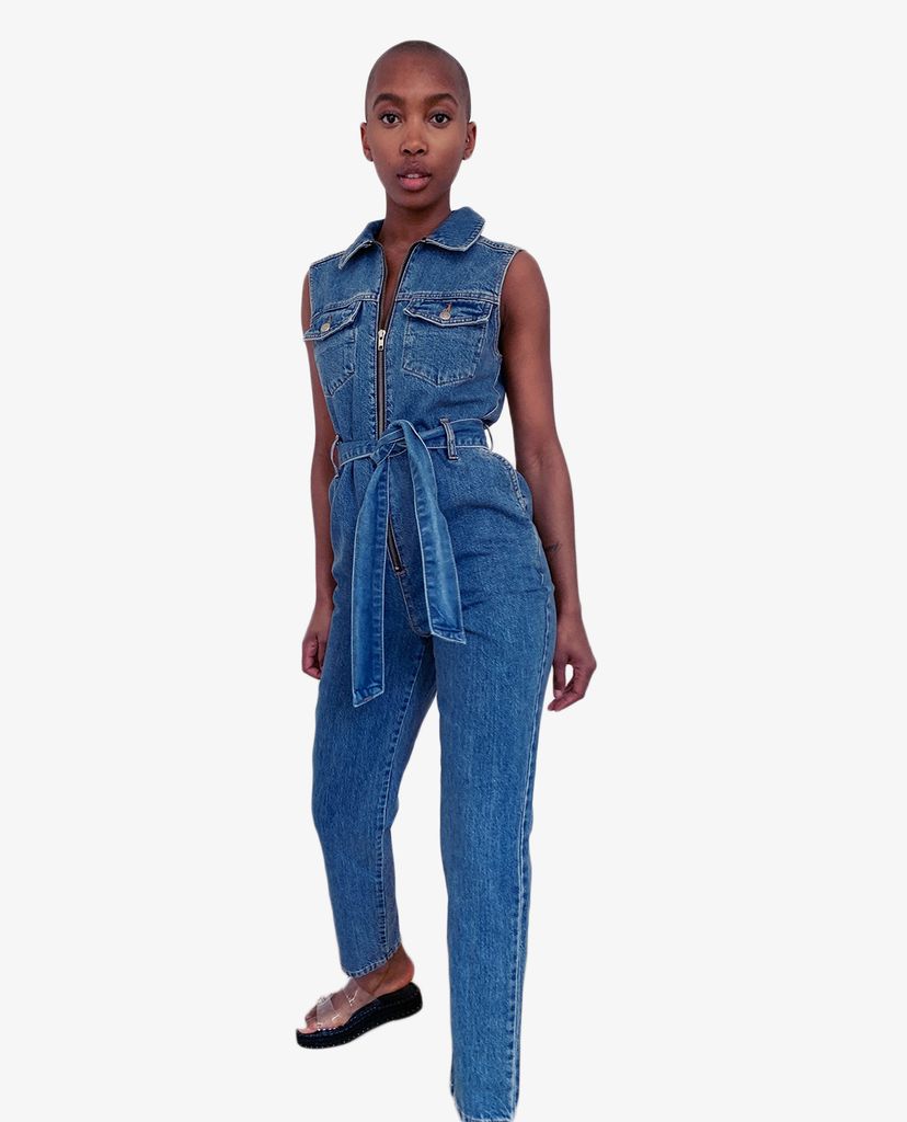 TOPSHOP - Jumpsuits nữ denim sát nách Sleeveless Zip Through
