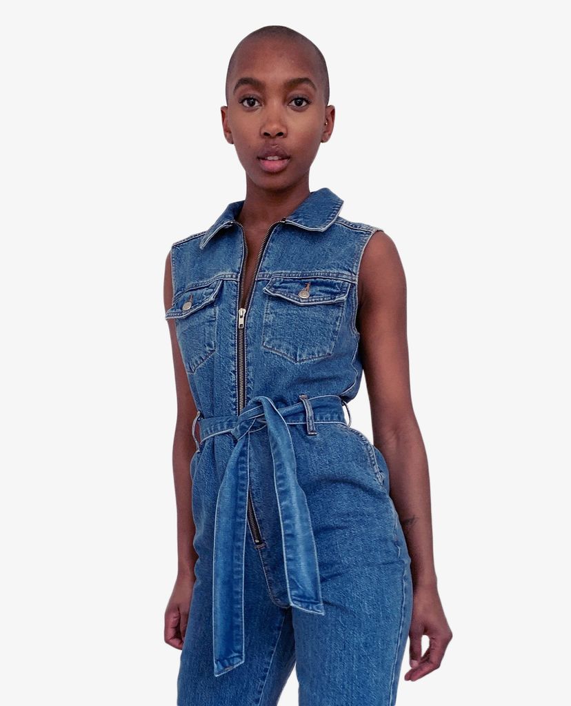 TOPSHOP - Jumpsuits nữ denim sát nách Sleeveless Zip Through