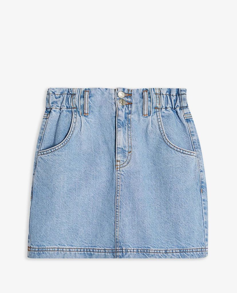 TOPSHOP - Chân váy mini denim Mid Stone Paperbag