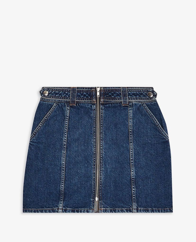 TOPSHOP - Chân váy mini denim phối zip Considered Mid Blue