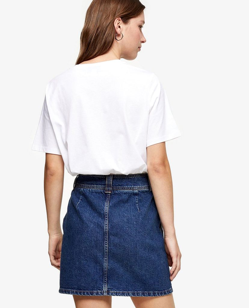 TOPSHOP - Chân váy mini denim phối zip Considered Mid Blue