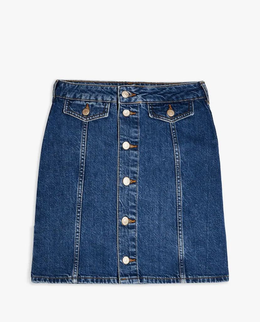 TOPSHOP - Chân váy mini denim lưng cao Button Down