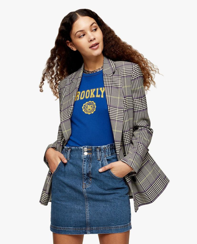 TOPSHOP - Chân váy mini denim lưng thun Paperbag Waist