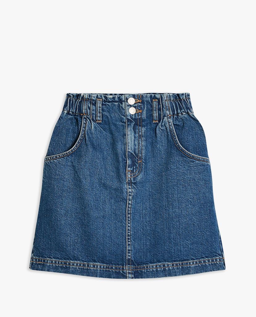 TOPSHOP - Chân váy mini denim lưng thun Paperbag Waist