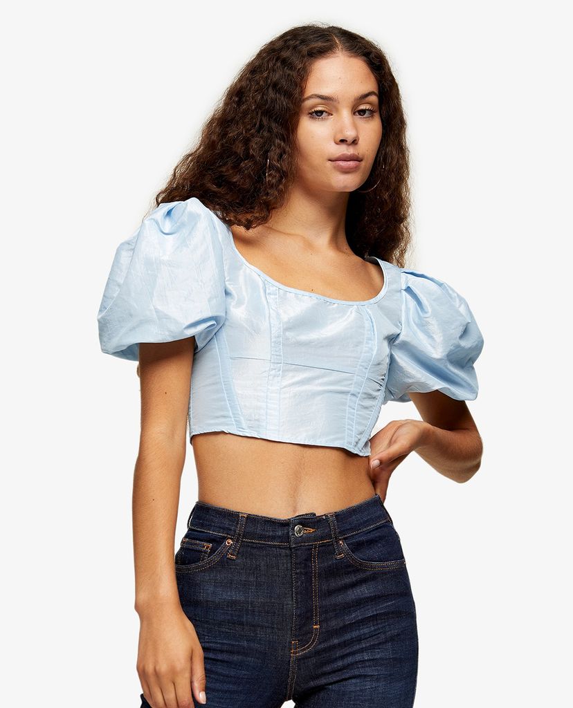 TOPSHOP - Áo kiểu nữ croptop tay phồng thời trang