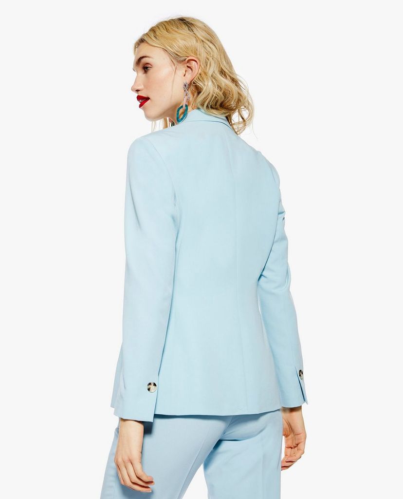 TOPSHOP - Áo blazer nữ tay dài Pale Blue Asymmetric Suit