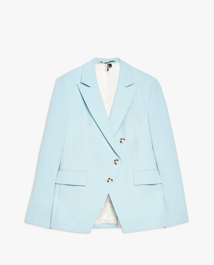 TOPSHOP - Áo blazer nữ tay dài Pale Blue Asymmetric Suit