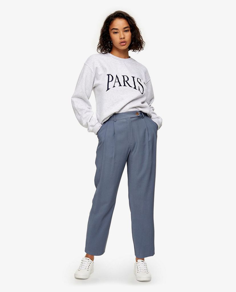 TOPSHOP - Quần kiểu nữ lưng cao PETITE Dusty Blue Peg