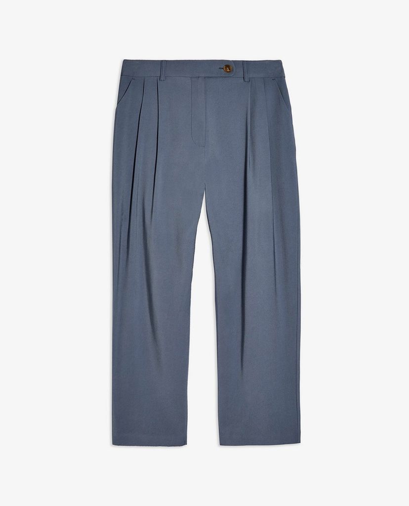 TOPSHOP - Quần kiểu nữ lưng cao PETITE Dusty Blue Peg