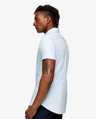 TOPMAN - Áo sơ mi nam tay ngắn phom ôm Light Blue Stretch Skinny