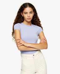 TOPSHOP - Áo thun nữ cổ tròn tay ngắn Lilac Slinky