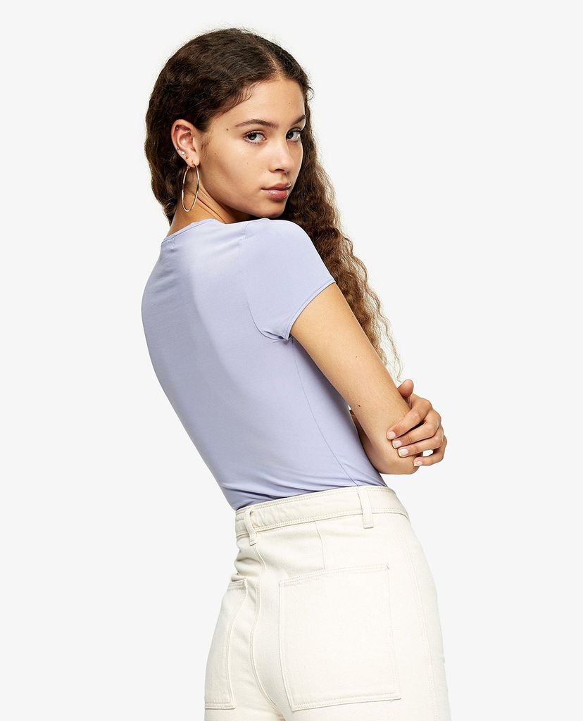 TOPSHOP - Áo thun nữ cổ tròn tay ngắn Lilac Slinky
