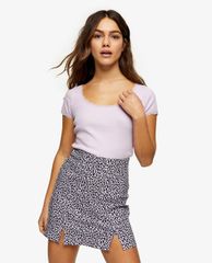 TOPSHOP - Chân váy mini PETITE Lilac Leopard Print