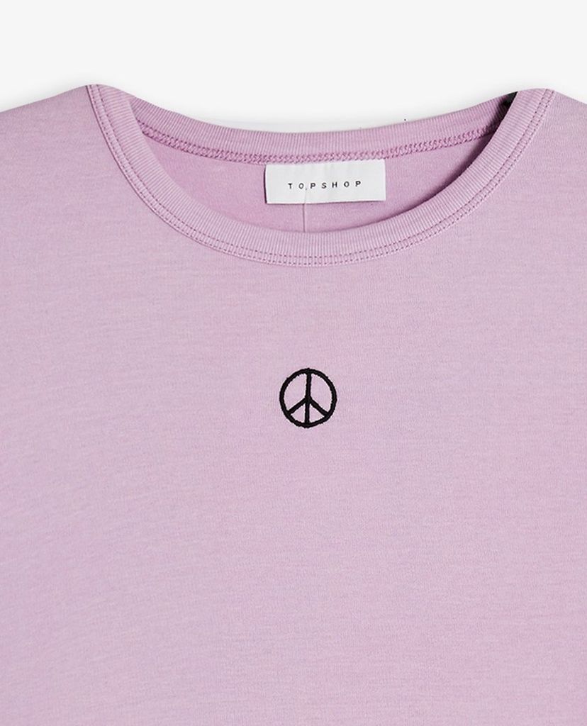 TOPSHOP - Áo thun nữ cổ tròn tay ngắn PETITE Lilac Peace