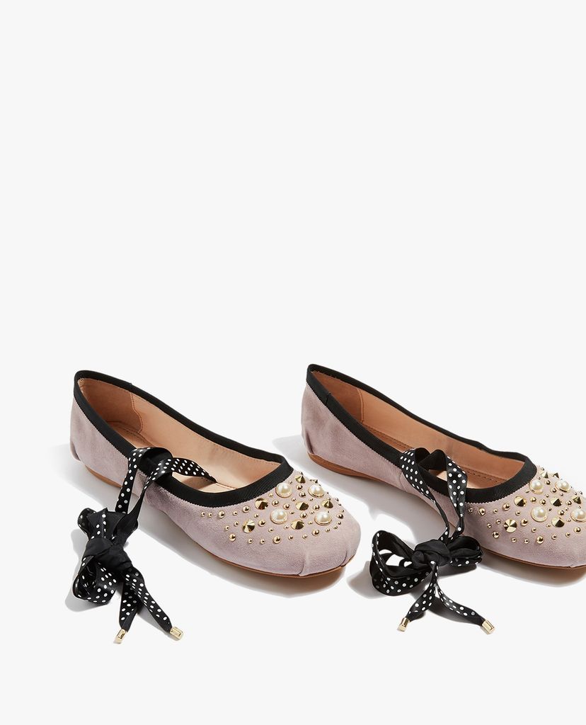 TOPSHOP - Giày đế bệt nữ phối dây KISSES Lilac Lace Up
