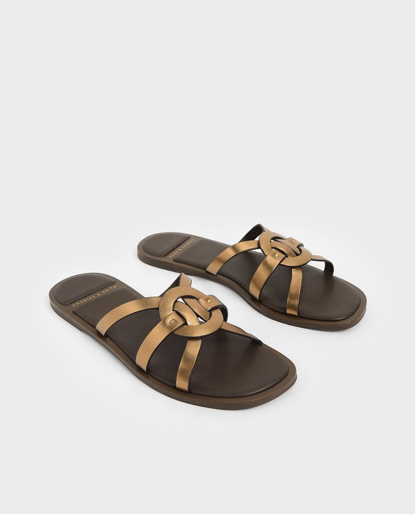 CHARLES & KEITH - Giày sandal nữ quai mảnh Animal Print Strappy