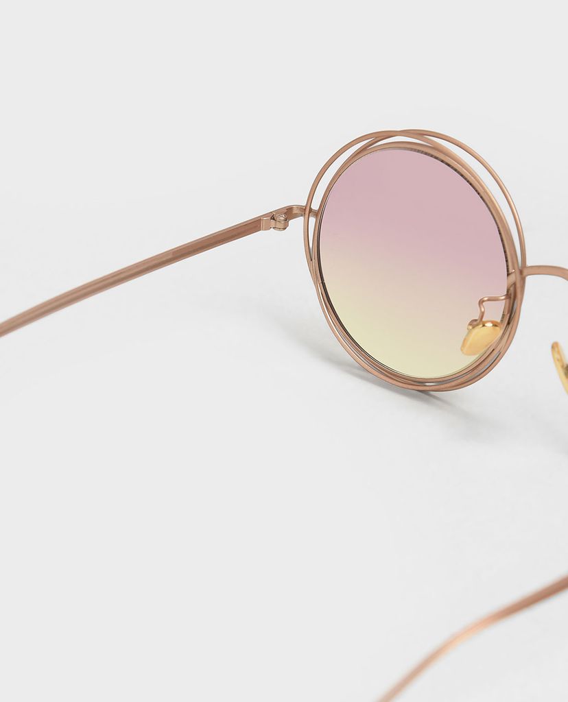 CHARLES & KEITH - Kính mát nữ gọng tròn Cutout Frame Round