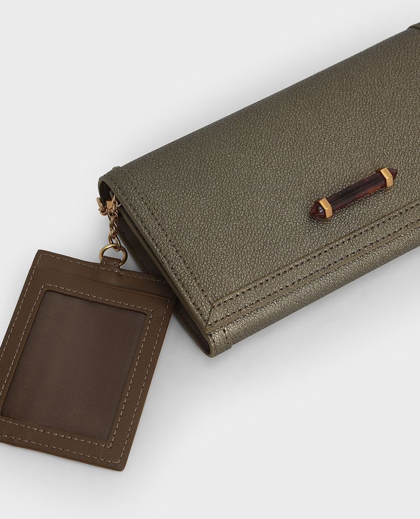 CHARLES & KEITH - Ví cầm tay dáng dài Stone Embellished Front Flap