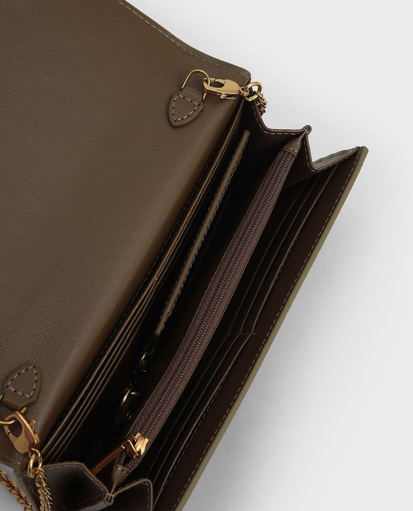 CHARLES & KEITH - Ví cầm tay dáng dài Stone Embellished Front Flap
