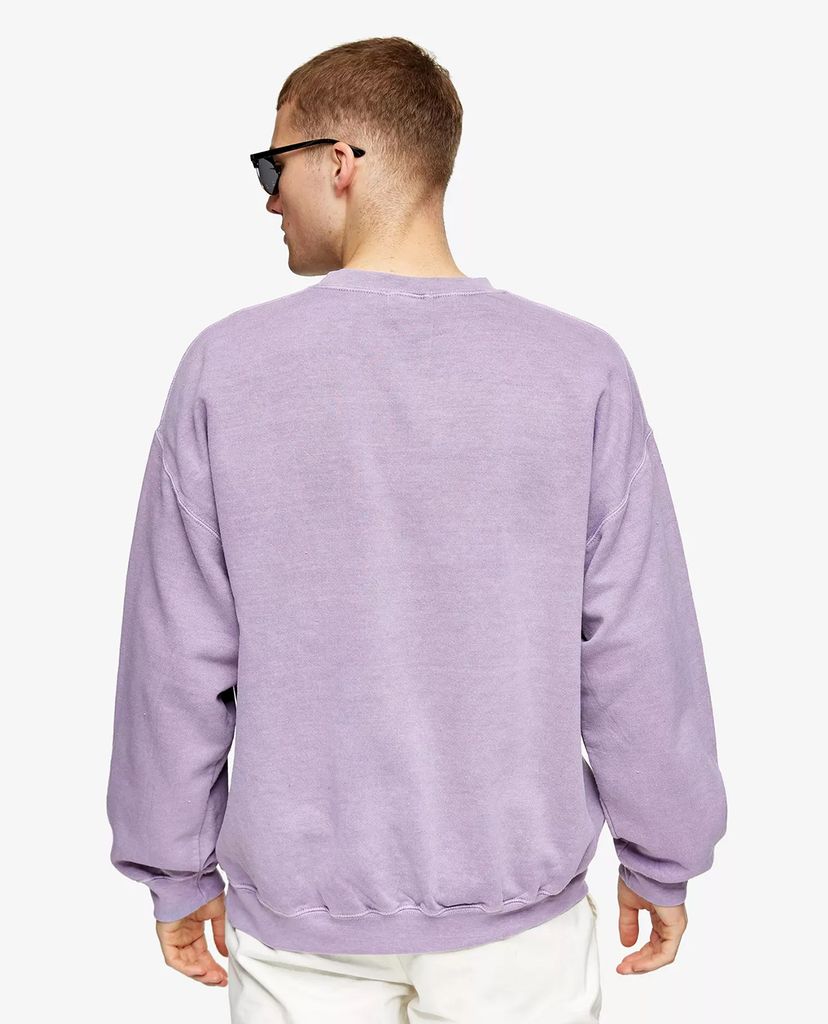 TOPMAN - Áo sweatshirt nam cổ tròn tay dài Lilac Vertical Rome