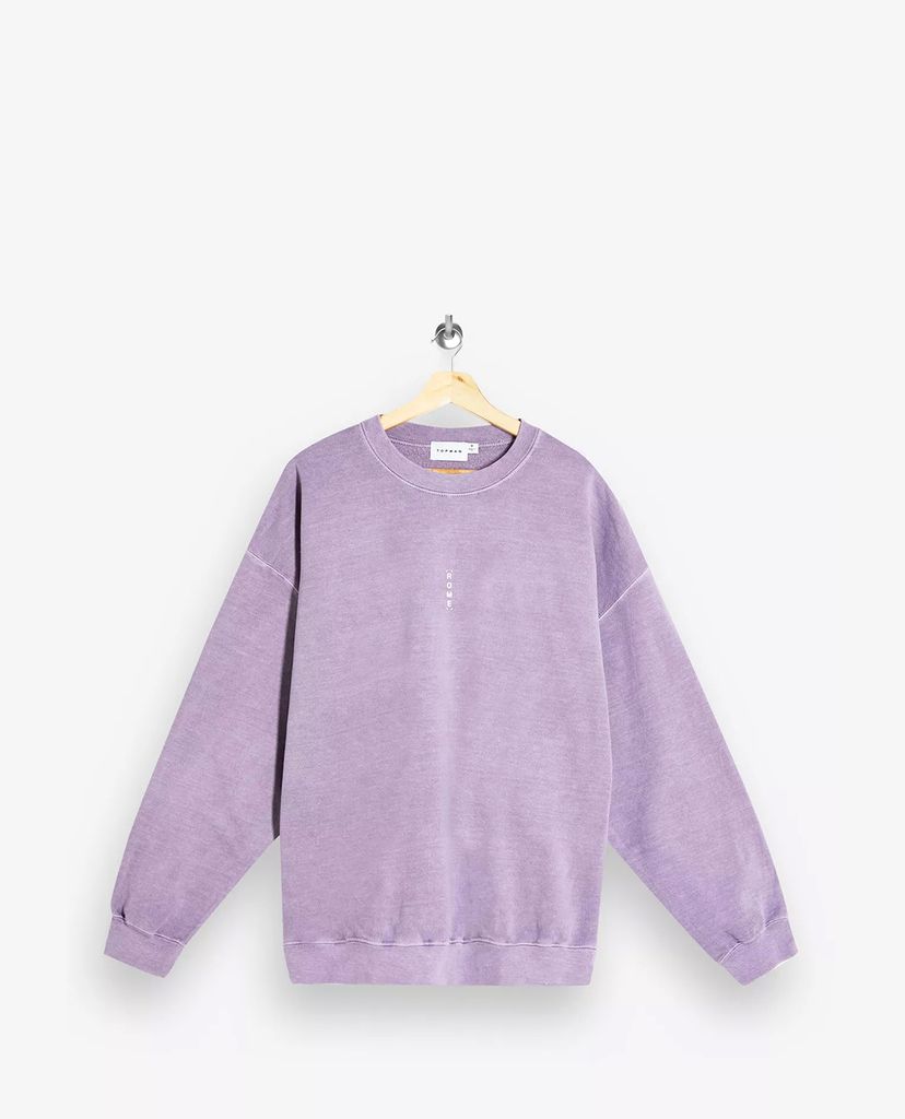 TOPMAN - Áo sweatshirt nam cổ tròn tay dài Lilac Vertical Rome
