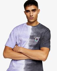 TOPMAN - Áo thun nam ngắn tay Purple Split Tie Dye Studio