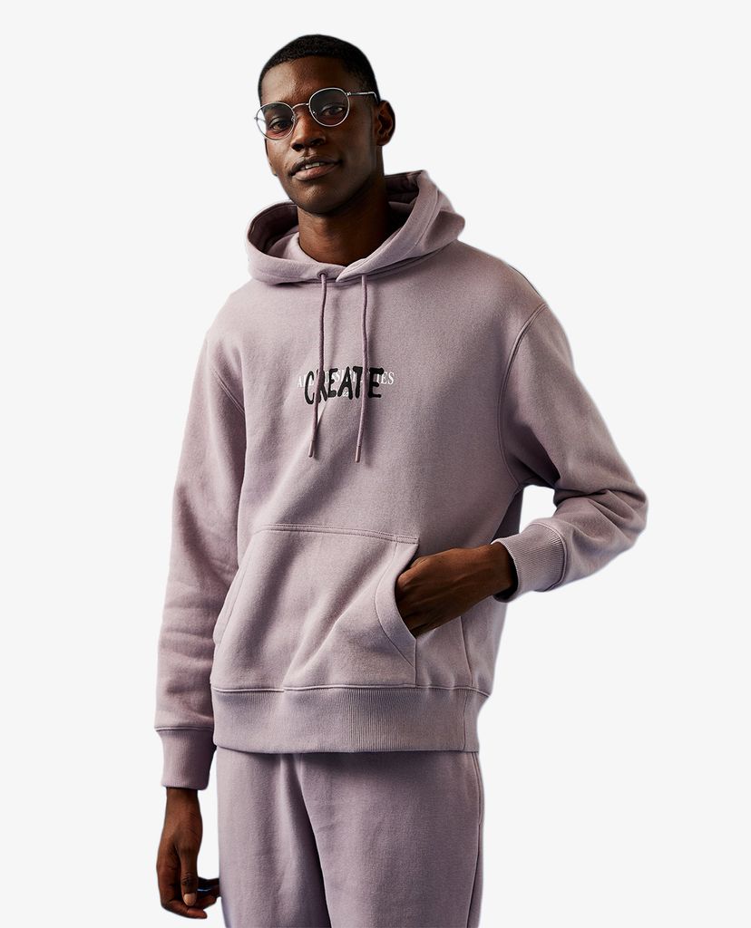 TOPMAN - Áo hoodie nam phối mũ Lilac Create Print