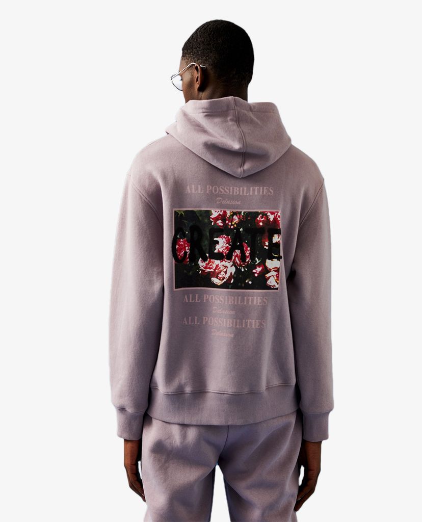 TOPMAN - Áo hoodie nam phối mũ Lilac Create Print