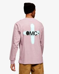 TOPMAN - Áo thun nam cổ tròn tay dài Lilac Spray Paint OMC Print