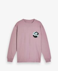 TOPMAN - Áo thun nam cổ tròn tay dài Lilac Spray Paint OMC Print