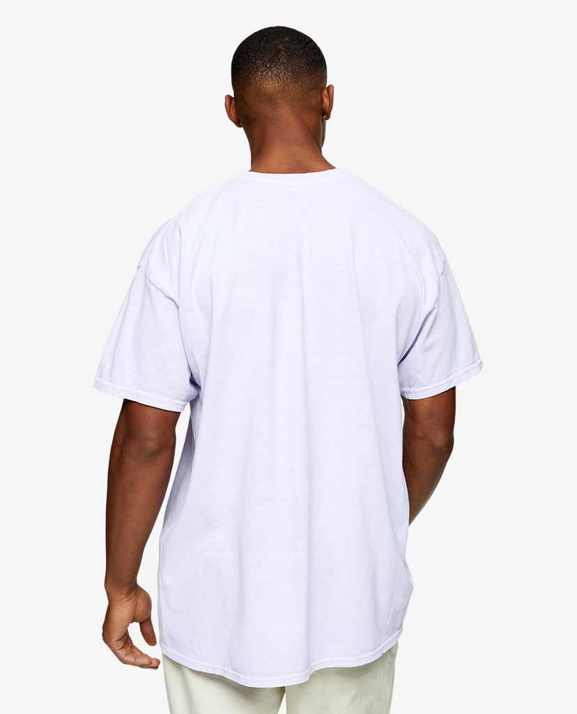 TOPMAN - Áo thun nam cổ tròn ngắn tay Lilac Hollywood Overdye