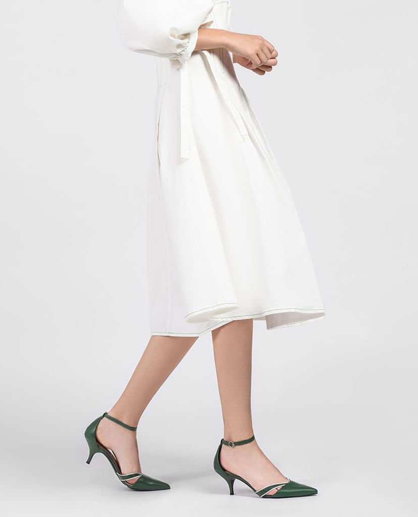 CHARLES & KEITH - Giày cao gót mũi nhọn Ankle Strap Kitten