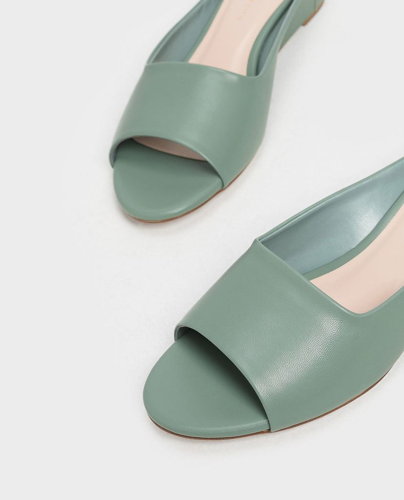 CHARLES & KEITH - Giày đế xuồng hở mũi Open Toe Slide