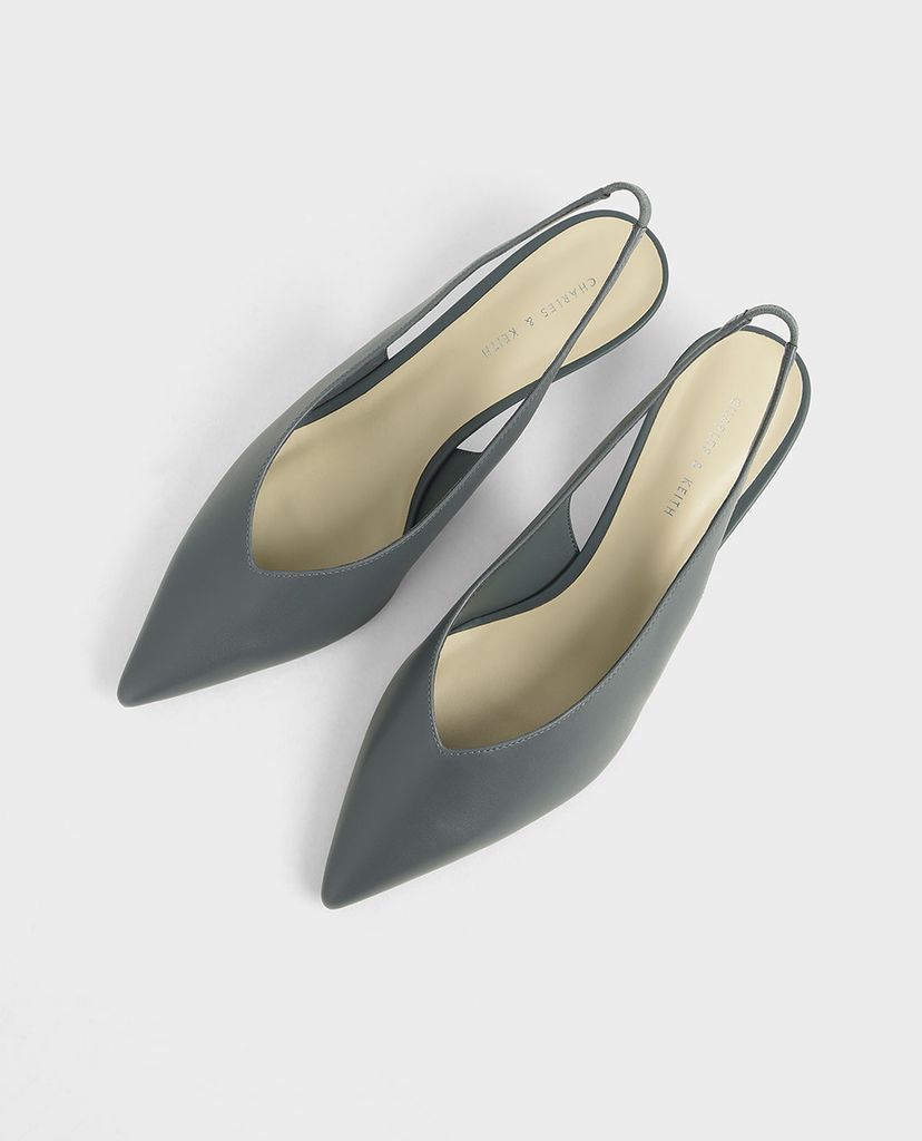 CHARLES & KEITH - Giày cao gót mũi nhọn Slingback Kitten