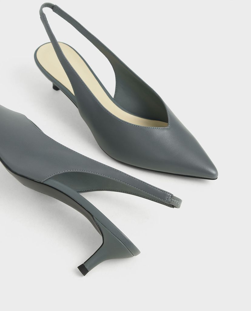 CHARLES & KEITH - Giày cao gót mũi nhọn Slingback Kitten