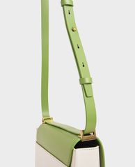 CHARLES & KEITH - Túi đeo vai nữ chữ nhật Metallic Push Lock