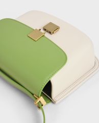 CHARLES & KEITH - Túi đeo vai nữ chữ nhật Metallic Push Lock