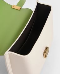 CHARLES & KEITH - Túi đeo vai nữ chữ nhật Metallic Push Lock