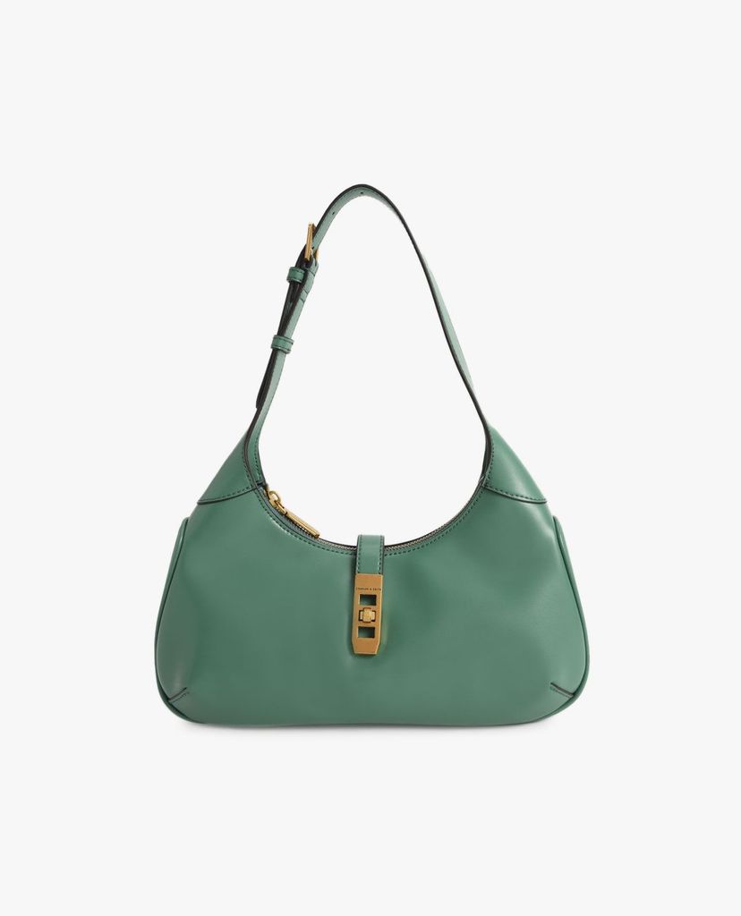CHARLES & KEITH - Túi đeo vai nữ hình thang Metallic Accent Hobo