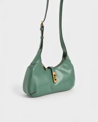 CHARLES & KEITH - Túi đeo vai nữ hình thang Metallic Accent Hobo