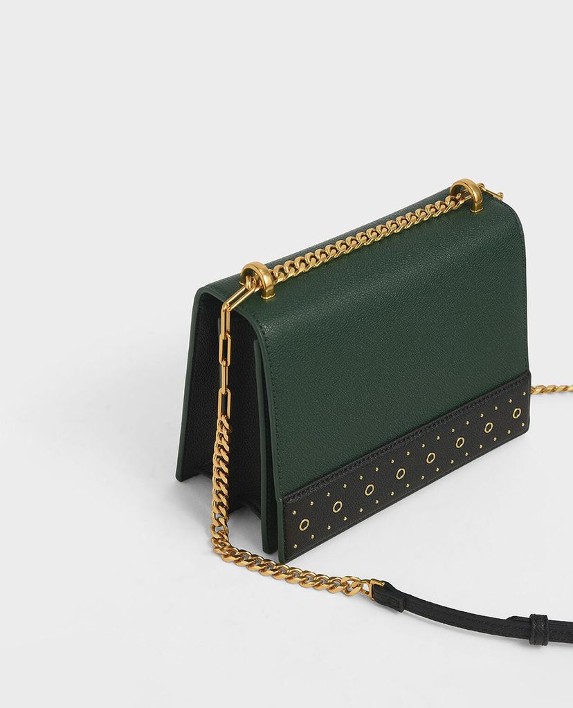 CHARLES & KEITH - Túi đeo chéo chữ nhật Eyelet Embellished