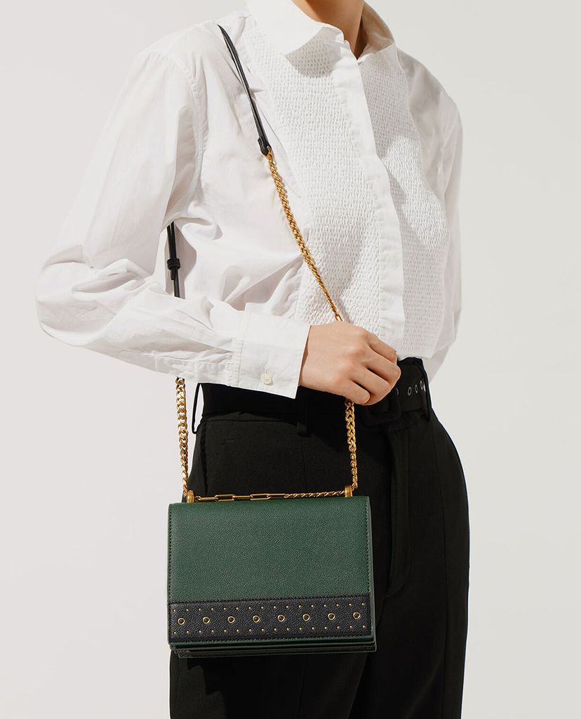 CHARLES & KEITH - Túi đeo chéo chữ nhật Eyelet Embellished